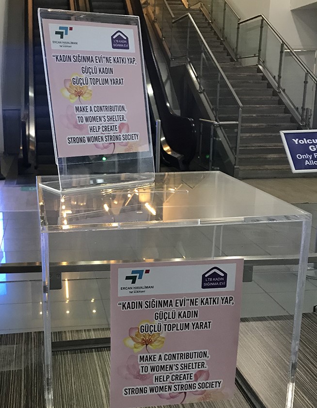 Ercan Havalimanı’nda “Lefkoşa kadın sığınma evi’ne katkı kampanyası”