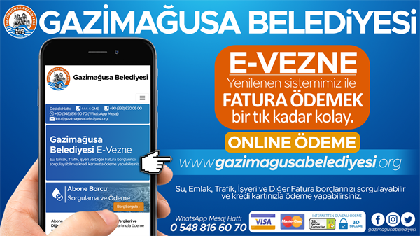 Gazimağusa Belediyesi e-vezne sistemi hizmette
