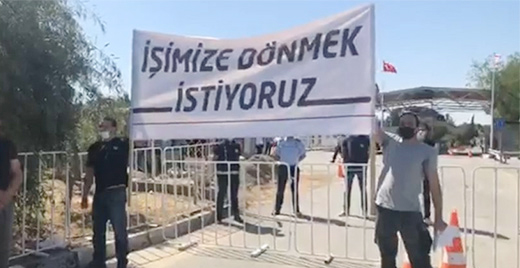 Güney Kıbrıs’ta çalışan işçiler eylemde