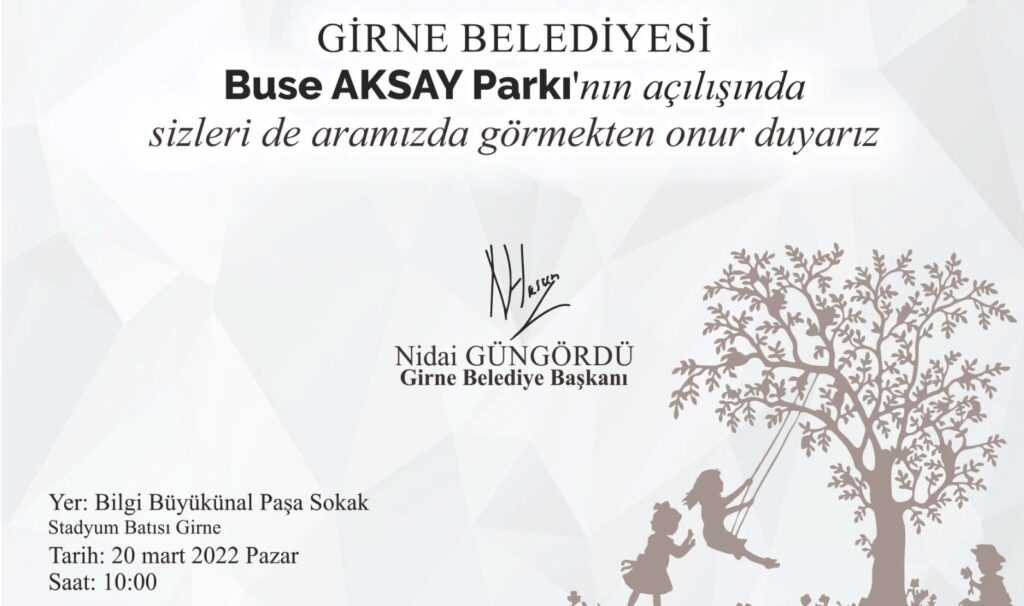 Buse Aksay Çocuk Oyun Parkı açılıyor