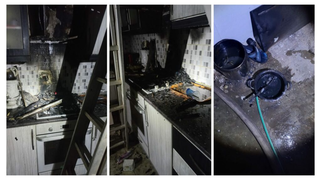 Gaz ocağında unutulan yağ alev aldı