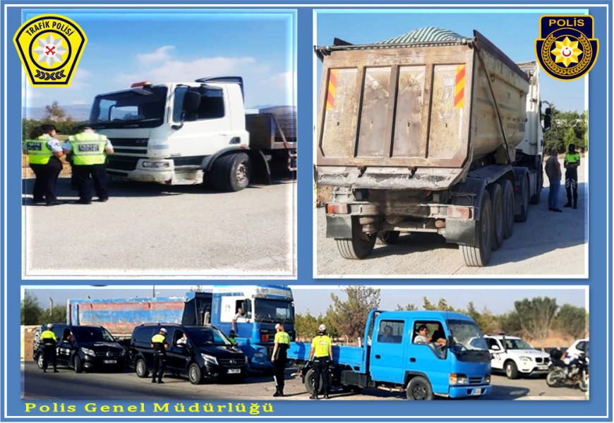 Trafiğe çıkış saatine uymayan 6 kamyon sürücüsü hakkında yasal işlem