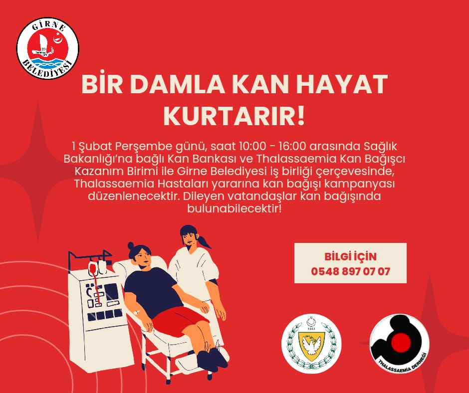 Girne Belediyesi’nde halka açık kan bağış kampanyası yapılıyor