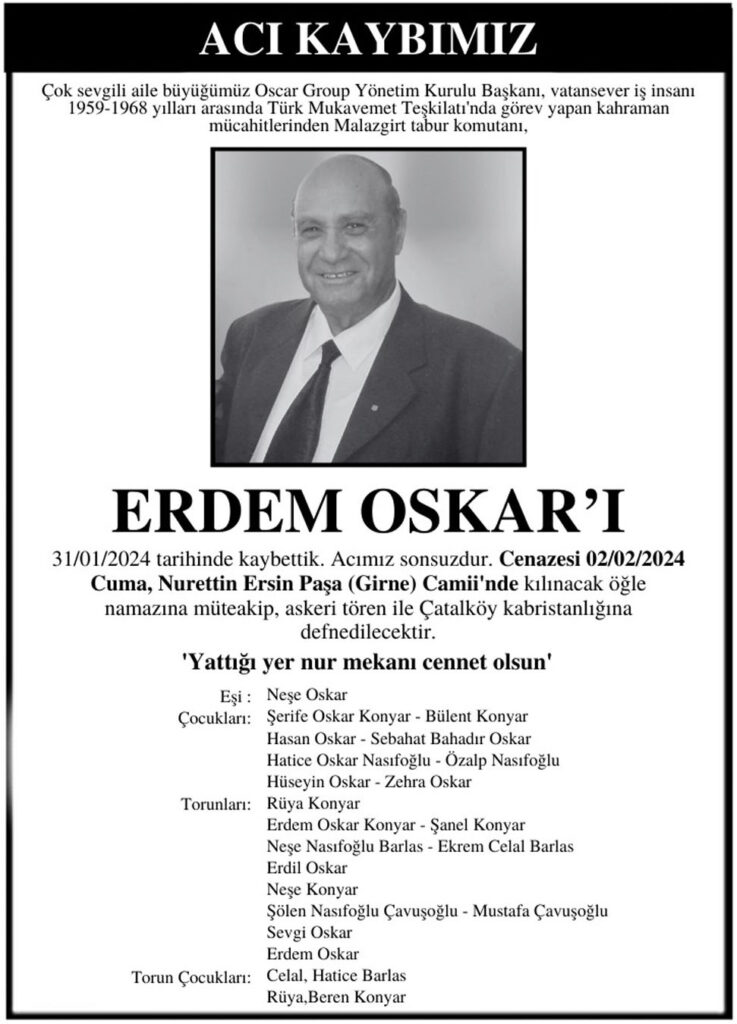 İş insanı Erdem Oskar, 89 yaşında hayata gözlerini yumdu