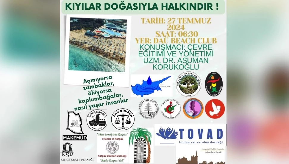 DAÜ Beach Club sahilinde, yarın sabah sahil bitkileri ve kaplumbağa yuvaları gözlem yürüyüşü yapılacak