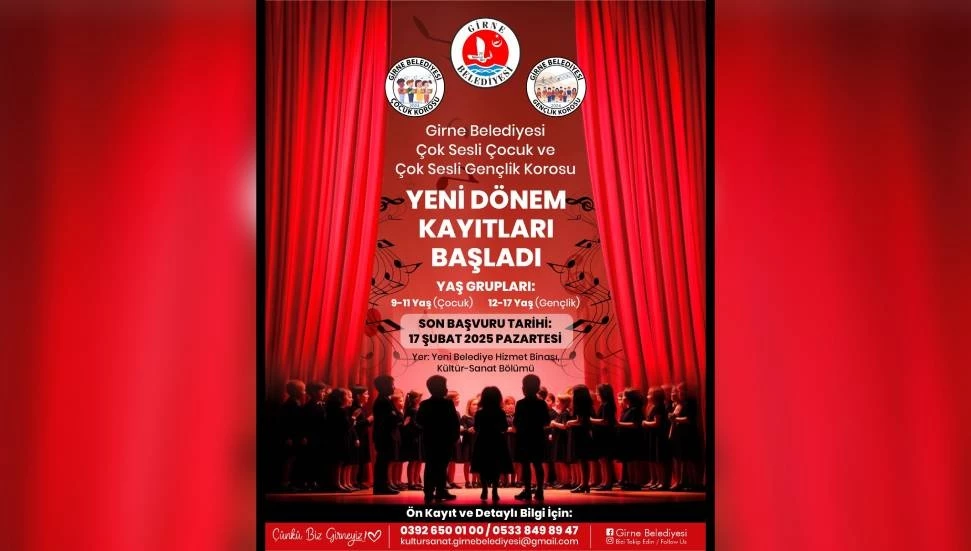 Girne Belediyesi Çoksesli Çocuk ve Gençlik Korosu yeni dönem kayıtları başladı!