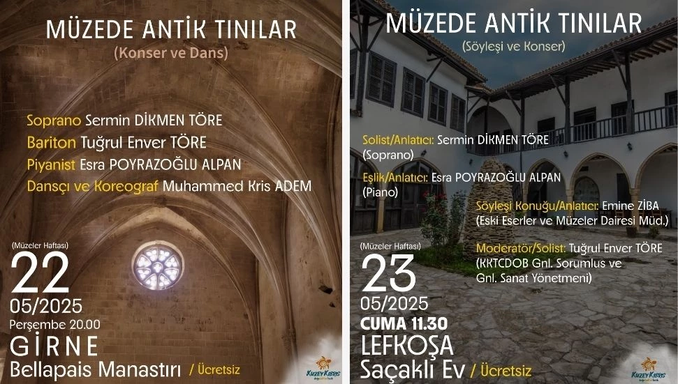 Müzeler Haftası’na özel “Müzede Antik Tınılar” temalı etkinlikler Bellapais ve Saçaklı Ev’de düzenlenecek