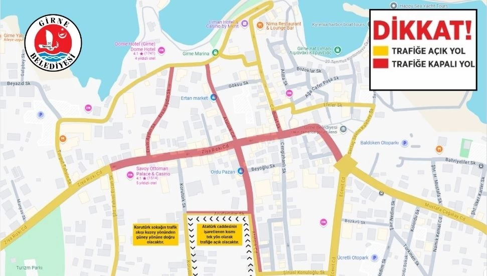 Girne Çarşı Şenliği nedeniyle bazı yollar 30 Temmuz-1 Ağustos tarihlerinde trafiğe kapatılacak