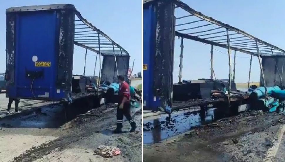 Seyir halindeki tırın dorsesinde yangın