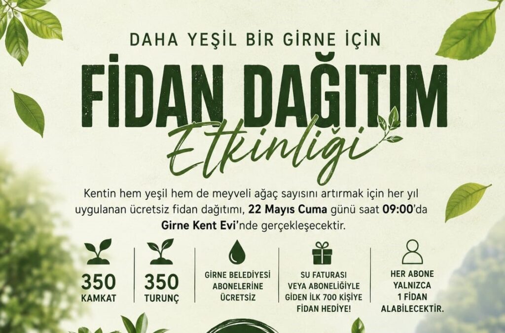 Girne Belediyesi abonelerine ücretsiz fidan dağıtacak