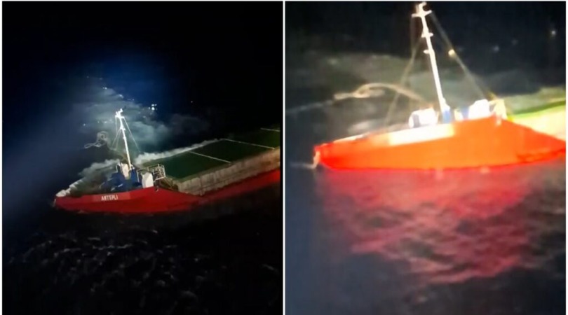 Baf açıklarında ticari bir gemi battı..10 mürettebat kurtarıldı