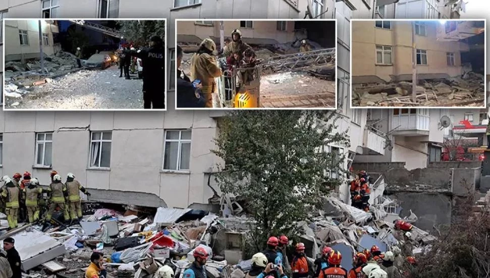 Maltepe’de 7 katlı binanın 3 katı çöktü: Enkaz altında mahsur kalanlar var